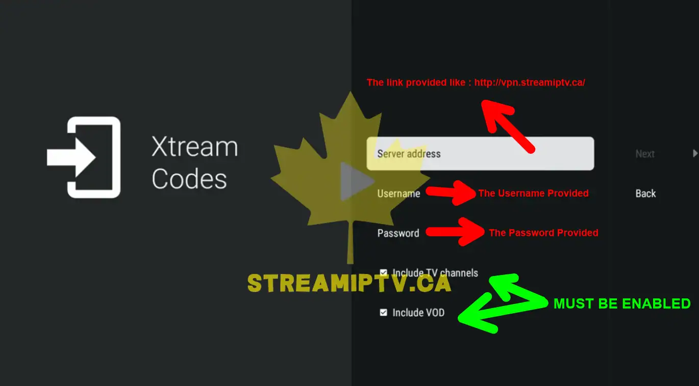 Enter Your Xtream Codes Credentials