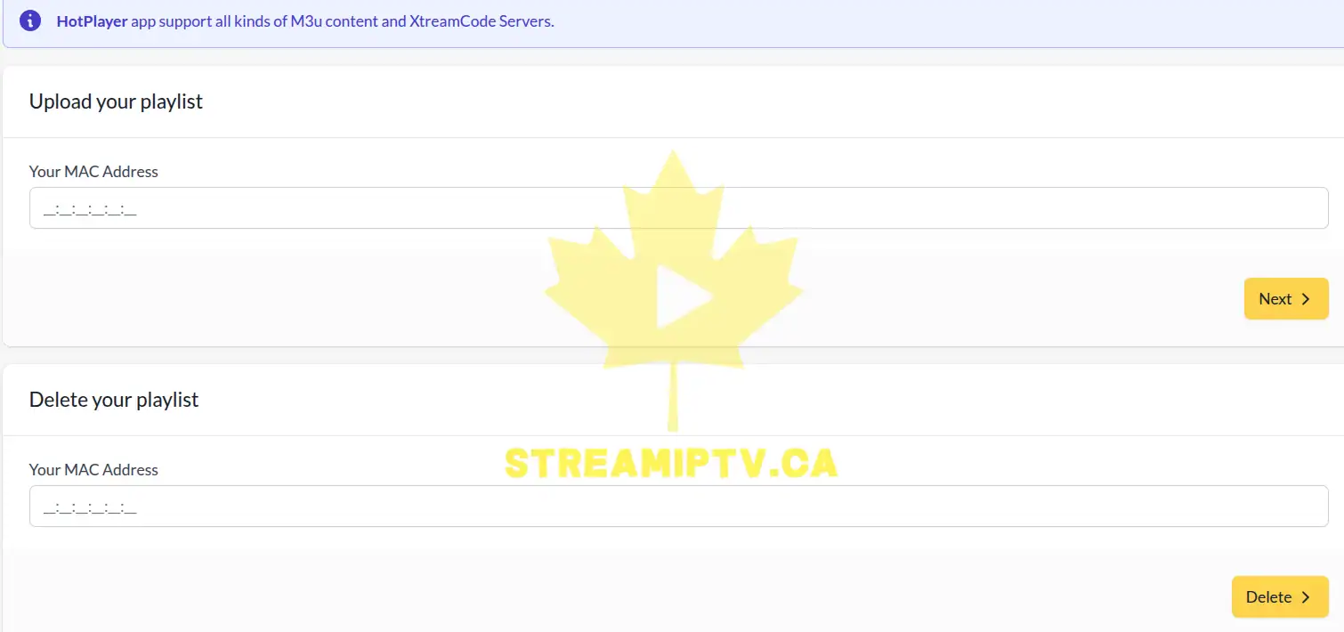 Go to https://hotplayer.app/upload and enter your MAC address.
