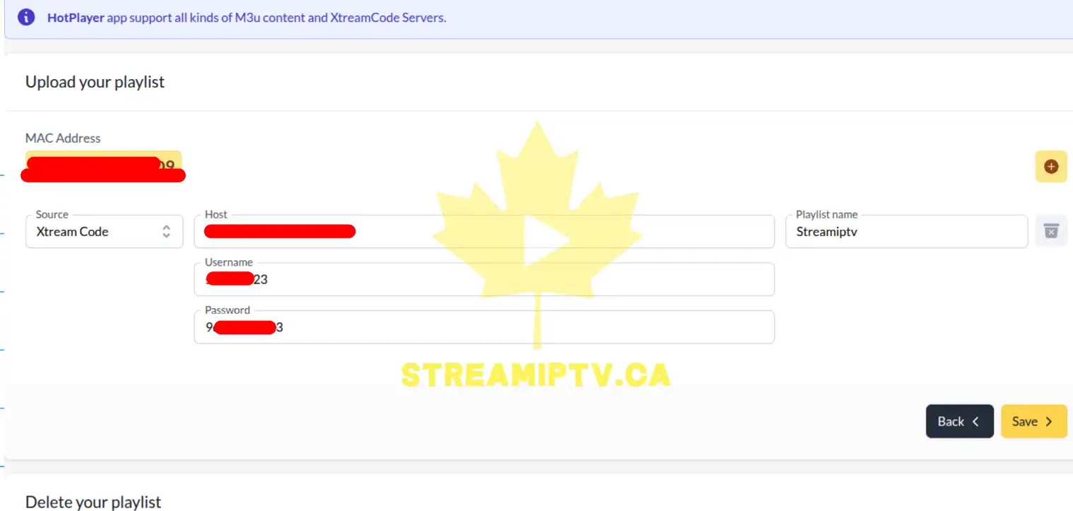 Fill in the IPTV information and click Save.
