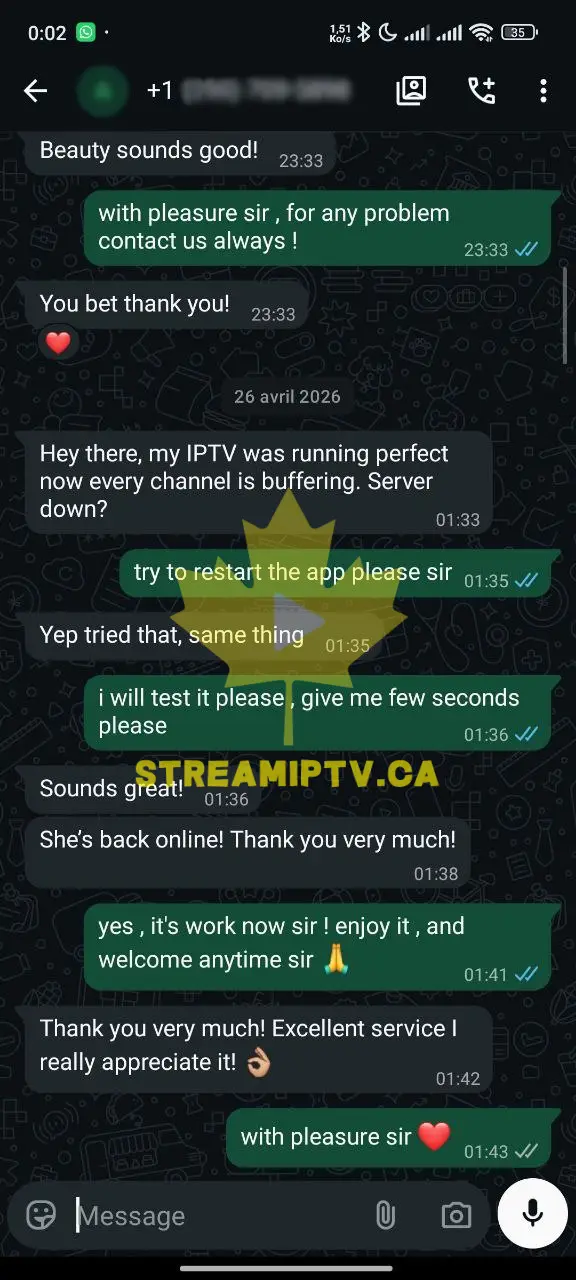 StreamIPTV WhatsApp — activation help