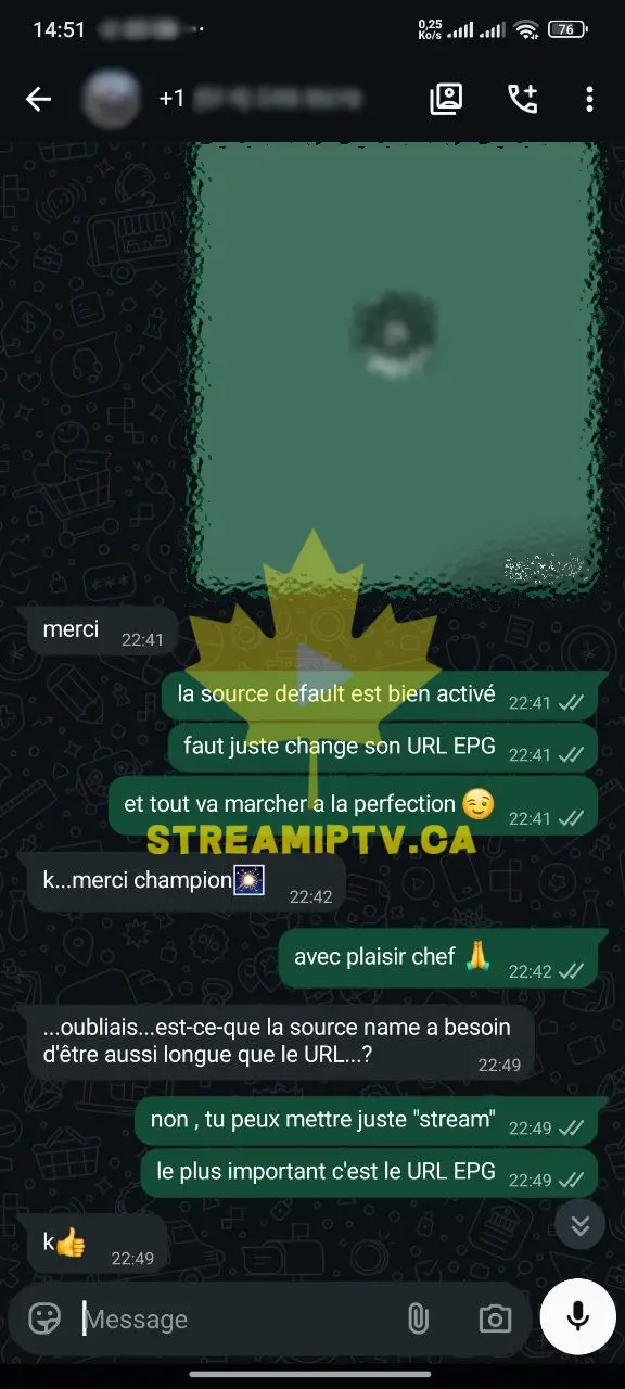 StreamIPTV WhatsApp — French language support