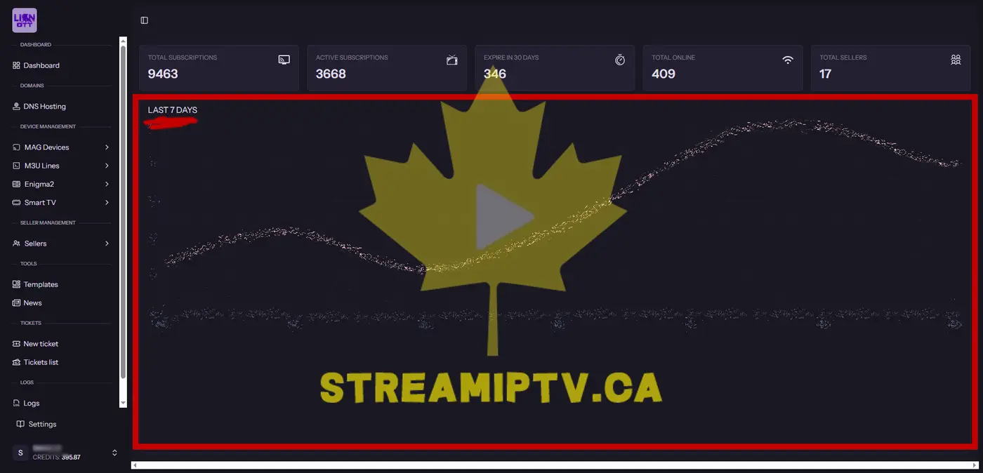 StreamIPTV reseller earnings dashboard
