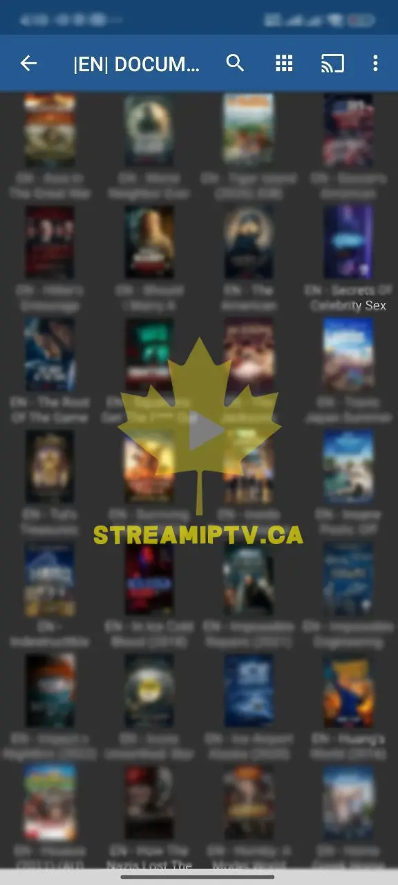 StreamIPTV trial — channel list on mobile